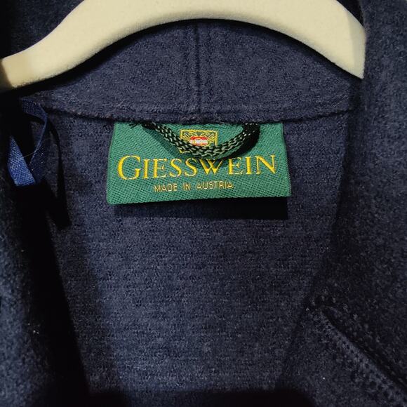 Giesswein Women's Sz 12 100% Boiled Wool Navy Blue Blazer Jacket Made in Austria - Picture 2 of 7